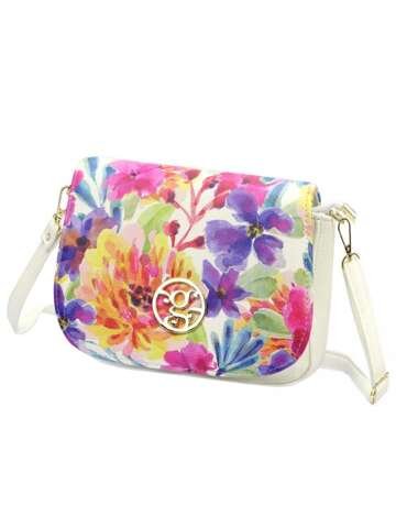 Damska torebka eko-skóra biała Gregorio SI1099 FLOWER listonoszka na ramię