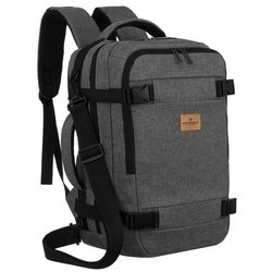 Podróżny plecak z poliestru w szarym kolorze, wyposażony w dopinany pasek - Peterson