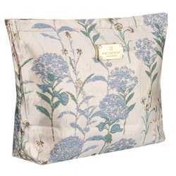 Kosmetyczka z materiału syntetycznego w błękitno-beżowym kolorze zdobiona kwiatami - Peterson