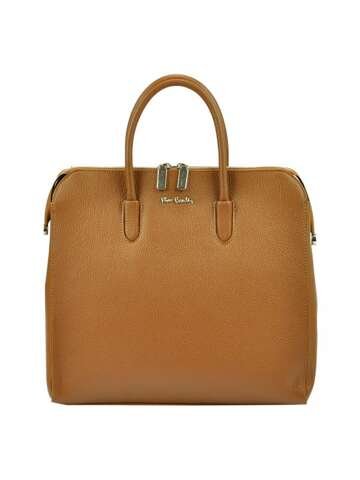 Torebka Damska Skórzana Pierre Cardin 55045 Shopperbag Kuferek Camel Duża Mieści A4