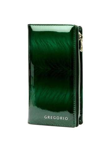Portfel Damski Gregorio FF-124 Zielony Skórzany z Funkcją RFID Secure i Złotymi Okuciami