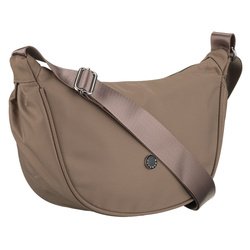 Ciemnobeżowa listonoszka damska z poliestru, jednokomorowa z zewnętrzną kieszonką - Peterson