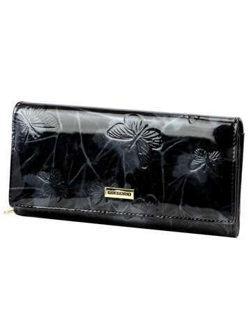 Portfel Damski Gregorio BTS-106 Skórzany Czarny z Funkcją RFID Secure i Złotymi Okuciami