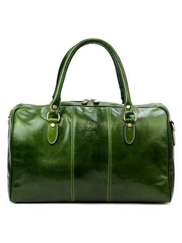 Torba podróżna Gregorio 132 skórzana zielona duża A4 z dodatkowym paskiem