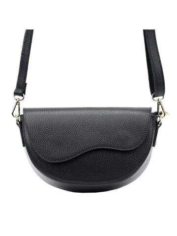 Torebka Skórzana Luka 20-063 DOLLARO Czarna Listonoszka Naturalna Ze Złotymi Okuciami