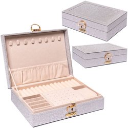 Srebrna szkatułka na biżuterię zamykana kluczykiem i zatrzaskiem - Peterson