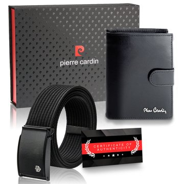 Pierre Cardin portfel męski RFID + pasek parciany 135 cm
