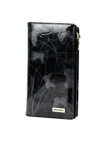 Portfel damski Gregorio BTS-124 skórzany czarny z zabezpieczeniem RFID i złotymi detalami