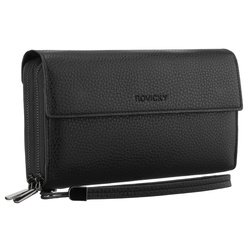 Czarna saszetka męska ze skóry ekologicznej idealna na dokumenty - Rovicky