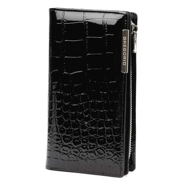 Portfel Damski Gregorio BC-124 Skórzany Czarny Z Zabezpieczeniem RFID I Złotymi Okuciami