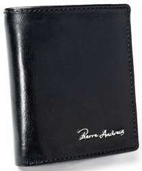 Pionowy portfel męski z gładkiej skóry naturalnej ochrona RFID Stop Pierre