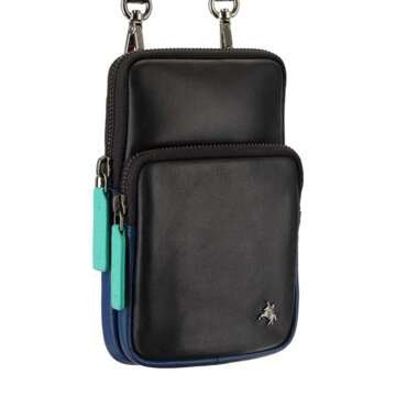 Czarna Skórzana Torba Męska Visconti S-5 z Regulowanym Paskiem i Dwoma Zewnętrznymi Kieszeniami