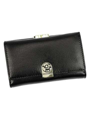 Portfel Damski Gregorio GS-108 Skóra Naturalna Czarny Poziomy RFID Secure