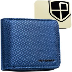 Granatowy portfel męski z modnym, geometrycznym wzorem, zamykany suwakiem - Peterson