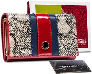 Skórzany portfel damski z motywem wężowej skóry - Peterson