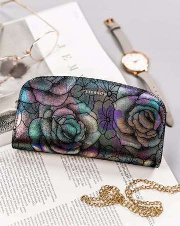 Duży pojemny portfel Damski ze skóry naturalnej z kwiatowym wzorem Peterson
