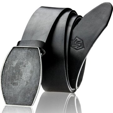 Skórzany Pasek Męski STEVENS Skóra Licowa Super Jakość Pełana Klamra Czarny