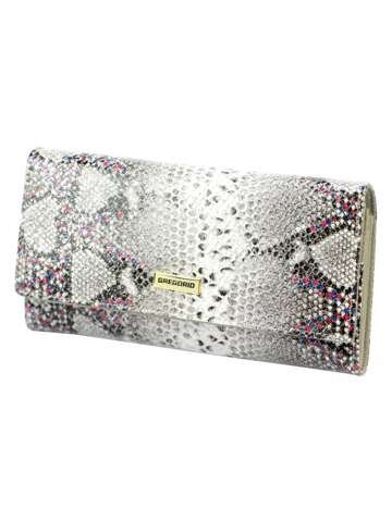 Skórzany portfel damski Gregorio SN-100 popiel + róż z zatrzaskiem