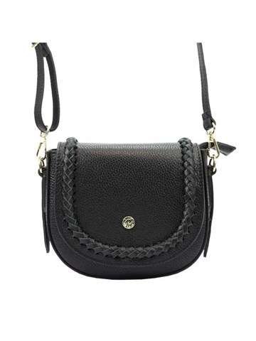 Torebka Damska Gregorio 1703 DOLLARO Skóra Naturalna Czarna Listonoszka Złote Okucia