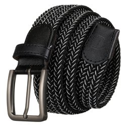 Czarno-biały pasek męski do spodni z tradycyjną klamrą w srebrnym kolorze - Peterson