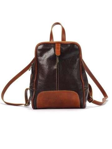 Florence 2001 Plecak Damski ze Skóry Naturalnej Brąz i Camel