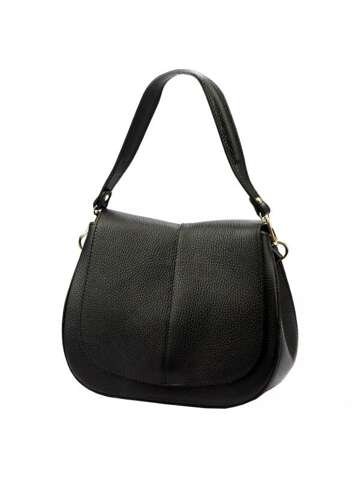 Torebka Damska Luka 24-033 DOLLARO Skórzana Czarna Na Ramię z Dodatkowym Paskiem Crossbody