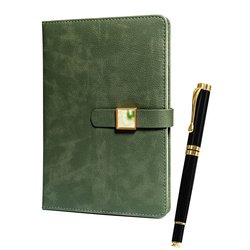 Zestaw prezentowy: zielony notes z magnetycznym zapięciem i czarny długopis z czarnym wkładem - Peterson