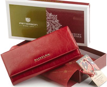 Duży skórzany portfel damski z klapką Peterson