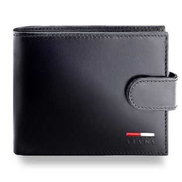 Portfel Męski Skórzany STEVENS Ochrona RFID Czarny PREMIUM