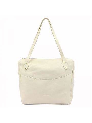 Torebka Skórzana Pierre Cardin 5335 EDF Shopperbag Kremowa Ze Skóry Naturalnej Duża Mieści A4