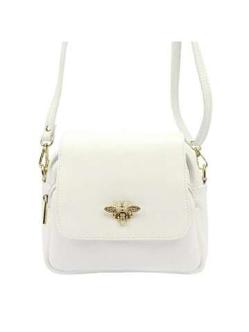 Torebka Damska Skórzana Luka 19-68 DOLARO Bzzz Biała Listonoszka Złote Okucia