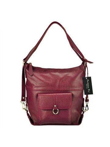 Torebka Damska Patrizia 19-001 Shopperbag Skóra Naturalna Bordowa Duża Mieści A4