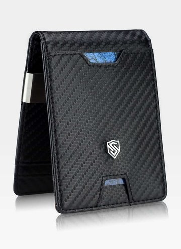 STEVENS Męski Portfel Klips - WADA FABRYCZNA - Skórzany slim RFID Carbon na Karty