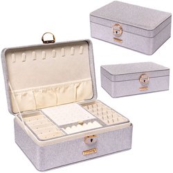 Elegancka szkatułka w srebrnym kolorze zamykana na zatrzask i kluczykiem - Peterson