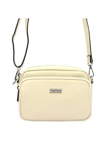 Torebka Listonoszka Kremowa Skórzana z Okuciami MiaMore 01-062 DOLLARO