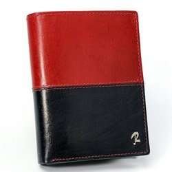 Skórzany portfel pionowy dwukolorowy składany RFID Rovicky