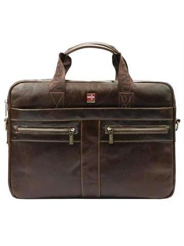 Teczka Męska Nordee S134 B Skóra Naturalna Brązowa Duża z Paskiem Na Ramię i Organizatorem