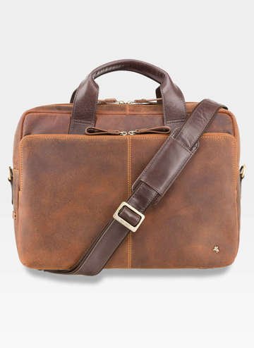 Torba Pokrowiec na laptopa VISCONTI - naturalna skóra, RFID, kieszenie na akcesoria, do 13 cali