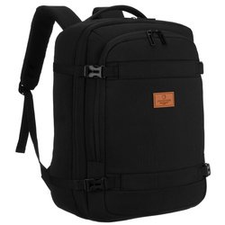 Podróżny plecak z poliestru w czarnym kolorze, idealny na bagaż podręczny - Peterson