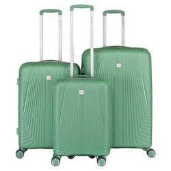 Zestaw walizek podróżnych z tworzywa ABS w zielonym kolorze - Peterson