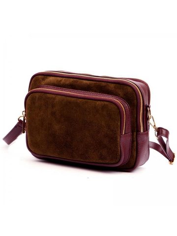 Damska Torebka Skórzana Luka 25-010-2 bordo + brąz