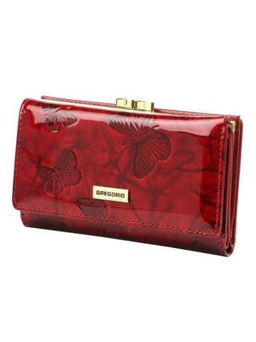 Czerwony skórzany portfel damski Gregorio BTS-108 z systemem RFID Secure