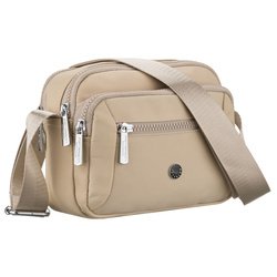 Torebka damska z poliestru w jasnobeżowym kolorze zamykana suwakiem - Peterson