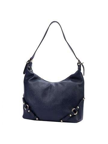 Torebka Skórzana Luka Dollaro Shopperbag Granatowa Ze Skóry Naturalnej Z Dodatkowym Paskiem