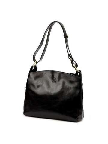 Damska Torebka Skórzana Florence 55 Czarna na Ramię z Wewnętrznymi Kieszeniami