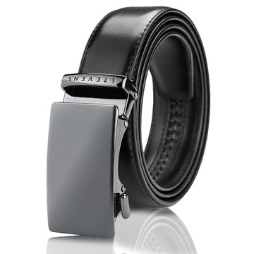 Elegancki pasek męski Stevens  skóra naturalna, czarny, automatyczna klamra