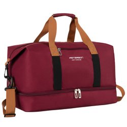 Pojemna torba weekendowa wykonana z poliestru w burgundowym kolorze, zamykana suwakiem - Peterson