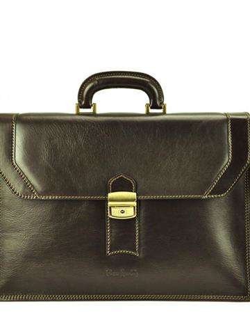 Teczka Męska Pierre Cardin 1205 RM02 Skóra Naturalna Ciemny Brąz Na Ramię z Regulowanym Paskiem