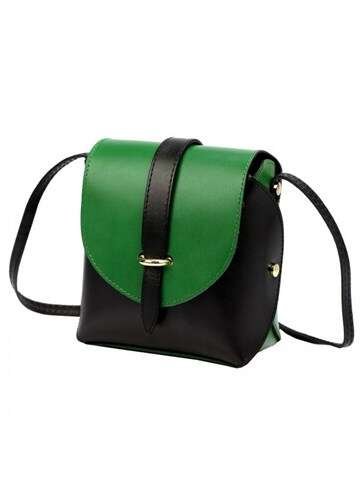 Torebka Damska Gregorio 1717-2 Skórzana Listonoszka Czarno-Zielona Złote Okucia