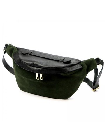 Damska Torebka Skórzana Luka 26-020 czarny + ciemny zielony